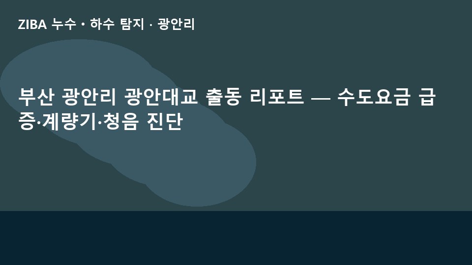 부산 광안리 광안대교 출동 리포트 — 수도요금 급증·계량기·청음 진단